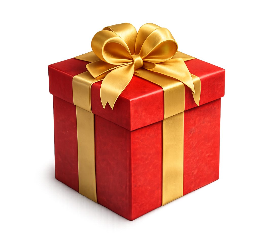 Paquet cadeau rouge avec ruban doré